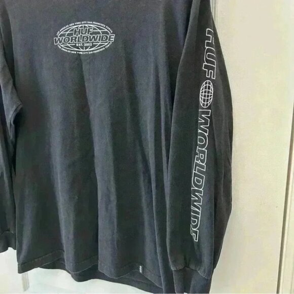 HUF Men’s World Tour Long Sleeve T Shirt Black Size Medium - Picture 9 of 16